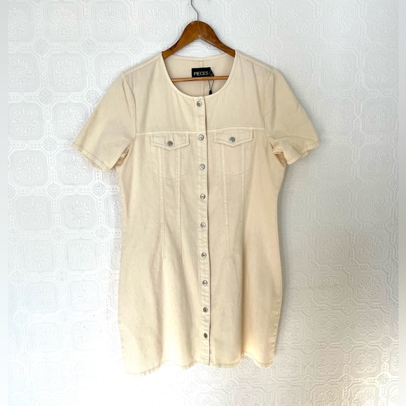 NWT PIECES Denim Mini Dress XL - Picture 9 of 9